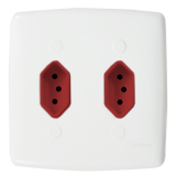 Conjunto 2 Tomadas 1 20A Vermelha + 1  20A Vermelha 4x4 - Mônaco